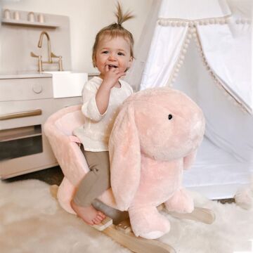 Homcom Toddlers Rabbit Plush Rocking Ride On W/ Sound Pink