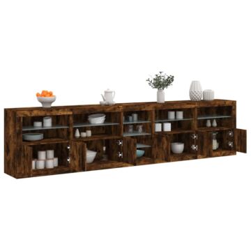 Vidaxl Sideboard With Led Lights Smoked Oak 283x37x67 Cm