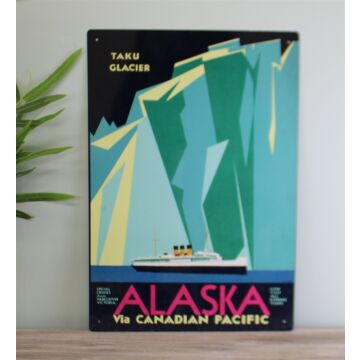 Vintage Metal Sign - Retro Advertising - Alaska Via Canadian Pacific Travel