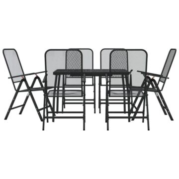 Vidaxl 7 Piece Garden Dining Set Anthracite Metal Mesh