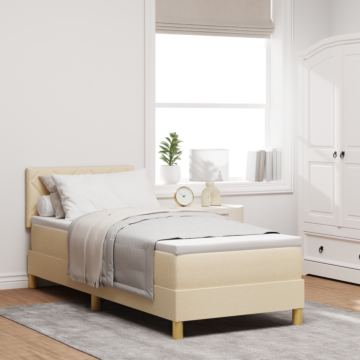 Vidaxl Box Spring Bed With Mattress & Led Cream 80x200 Cm Fabric