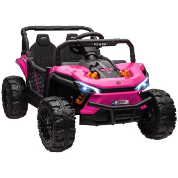 Aiyaplay 12v Battery Powered Ride On Truck W/ Remote, Four Suspension Wheels, Horn, Lights, Music, Usb, For Ages 3-5 Years, Pink