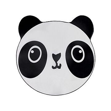 Kids Rug White And Black Polyester ⌀ 120 Cm Playroom Mat Animal Panda Print Beliani
