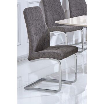 Belarus Patterned Pu Chairs Chrome & Grey (2s)