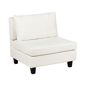 1-seat Section Off White Fabric Upholstered Armchair With Cushion Module Piece Modular Sofa Element Beliani