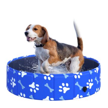 Pawhut Dog Swimming Pool Foldable Pet Bathing Shower Tub Padding Pool Dog Cat Puppy Washer Indoor/outdoor Φ80 × 20h Cm Xs Sized