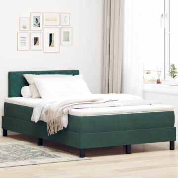 Vidaxl Box Spring Bed With Mattress & Led Dark Green 120x190 Cm Velvet