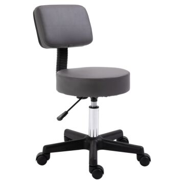 Homcom Beautician's Swivel Salon Chair W/ Padded Seat Back 5 Wheels Adjustable Height Salon Hairdressers Tattoo Spa Rolling Cushion Professional Grey