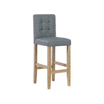 Bar Stool Grey Upholstered Fabric Kitchen Dining Room Modern Button Tufted Beliani