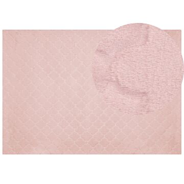 Faux Rabbit Fur Rug Pink Artificial Polyester Fur 160 X 230 Cm Soft Shaggy High Pile Trellis Pattern Rug Beliani