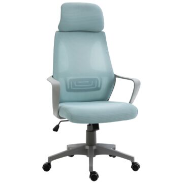 Vinsetto Ergonomic Office Chair W/ Wheel, High Mesh Back, Adjustable Height Home Office Chair - Blue