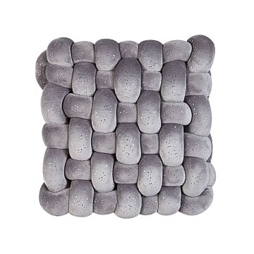 Knot Cushion Grey Velvet 30 X 30 Cm With Glitter Tied-up Plushy Square Decorative Modern Beliani