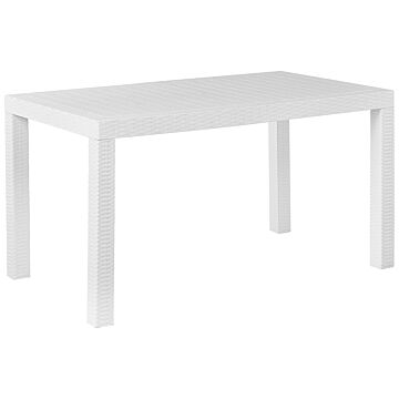Garden Dining Table White 140 X 80 Cm 6 Seater Rectangular Outdoor Minimalistic Beliani