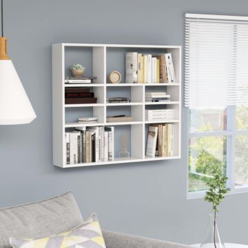 Vidaxl Wall Shelf White 90x16x78 Cm Engineered Wood