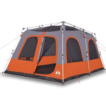 Vidaxl Family Tent Dome 8-person Grey And Orange Quick Release