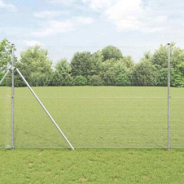 Vidaxl Welded Wire Fence With 13 Posts 1.5x50 M Galvanised Steel
