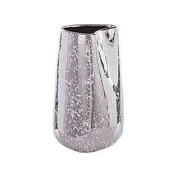 Decorative Vase Silver Stoneware 27 Cm Home Accessory Tabletop Accent Piece Glamour Style Beliani