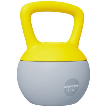 Sportnow Soft Kettlebell, 10kg Kettle Bell With Non-slip Handle For Home Gym Weight Lifting And Strength Training, Yellow And Grey