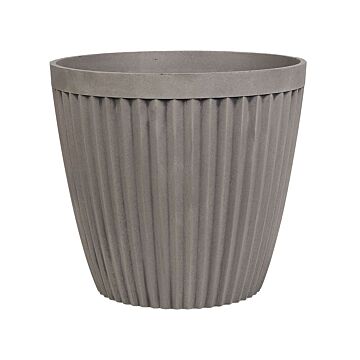 Plant Pot Planter Solid Taupe Stone Mixture Round ⌀ 44 Cm Outdoor Resistances All-weather Beliani