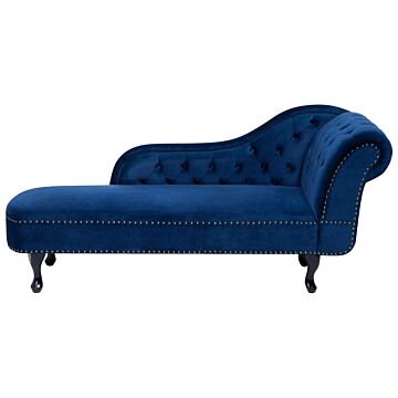 Chaise Lounge Blue Right Hand Velvet Buttoned Nailheads Beliani