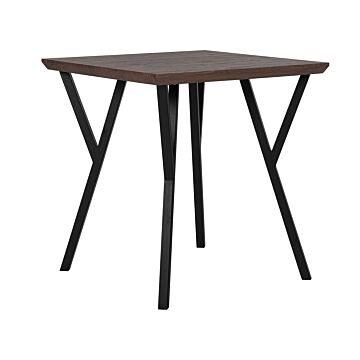Dining Table Dark Wood Top Black Metal Legs 70 X 70 Cm 4 Seater Square Industrial Beliani