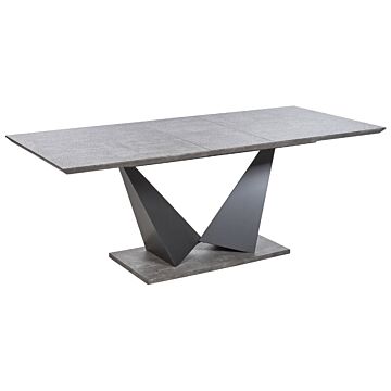 Dining Table Grey Black Mdf 160/120 X 90 Cm Concrete Effect 8 People Living Room Dining Area Industrial Kitchen Beliani