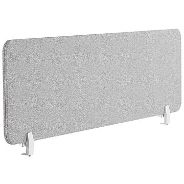Desk Screen Light Grey Pet Board Fabric Cover 130 X 40 Cm Acoustic Screen Modular Mounting Clamps Home Office Beliani
