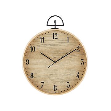Wall Clock Mdf Light Wood Vintage Design Wood Effect Round 40 Cm Beliani