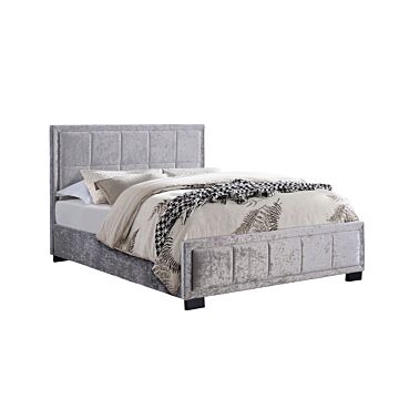 Hannover Small Double Bed Steel Crushed Velvet