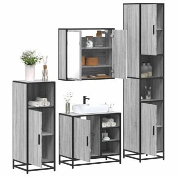 Vidaxl 4 Piece Bathroom Furniture Set Grey Sonoma Engineered Wood