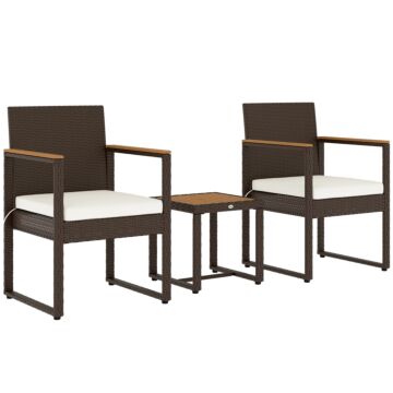Outsunny Three-piece Rattan Chair Set - White