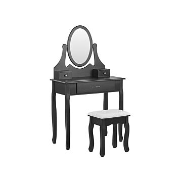 Dressing Table Black And White Mdf Solid Wood 137 X 80 Cm 3 Drawers Living Room Furniture Glam Design Bedroom Beliani