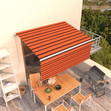 Vidaxl Manual Retractable Awning With Blind 3x2.5m Orange&brown