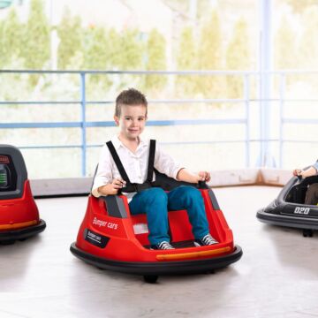 Homcom Bumper Car, 360° Rotation Spin 12v Kids Electric Car With Lights, Music, For Ages 1.5-5 Years - Red