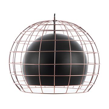 Ceiling Lamp Black Metal 128 Cm Pendant Cage Shade Industrial Beliani