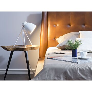 Table Lamp White Colour Metal Tripod Stand Adjustable Shade Beliani
