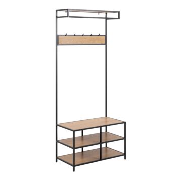 Seaford Clothes Rack With 3 Shelves In Black And Oak