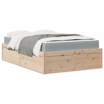 Vidaxl Bed With Mattress 120x190 Cm Small Double Solid Wood Pine