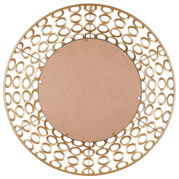 Wall Hanging Mirror Oval Gold Ø 80 Cm Wall Art Decor Eclectic Style Living Room Beliani