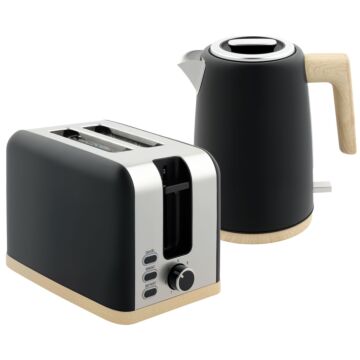 Homcom Kettle And Toaster Set, 1.7l 3000w Fast Boil Kettle & 2 Slice Toaster Kitchen Set With 7 Level Browning Controls, Defrost, Reheat, Auto Off, Boil-dry Protection, Black