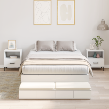 Vidaxl Storage Bed Frame White Engineered Wood 120 X 190 Cm