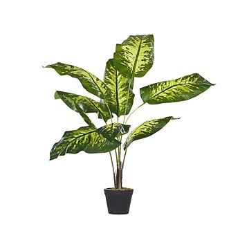 Artificial Potted Dieffenbachia Plant Green And Black Synthetic Material 122 Cm Decorative Indoor Accessory Beliani