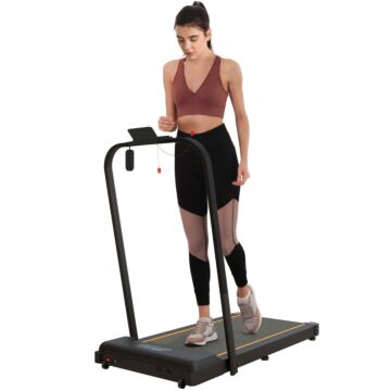 Sportnow 2.5hp Walking Pad, 1-6km/h Folding Treadmill With Remote Control And Led Display For Home Gym Office, Orange