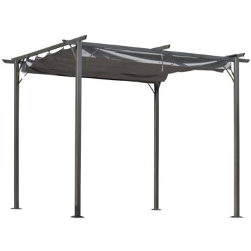 Outsunny 3x3 (m) Metal Pergola Gazebo Awning Retractable Canopy Outdoor Garden Sun Shade Shelter Marquee Party Bbq Grey