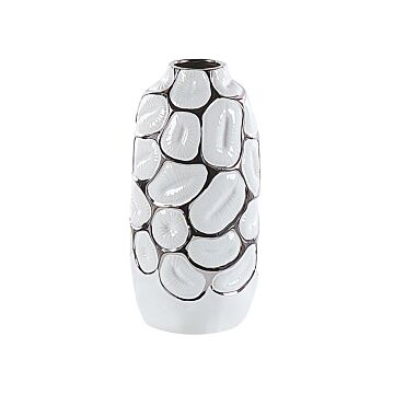 Flower Vase White Stoneware 28 Cm Home Accessory Accent Piece Glamour Style Beliani