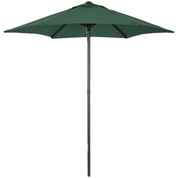 Outsunny 2m Patio Parasols Umbrellas, Outdoor Sun Shade With 6 Sturdy Ribs For Balcony, Bench, Garden, Green