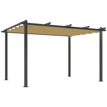Outsunny 3 X 4m Aluminium Pergola, With Retractable Roof - Khaki