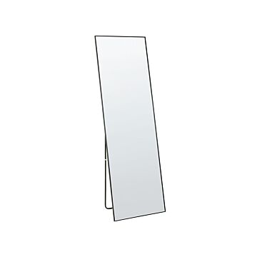 Standing Mirror Black Aluminium Frame 50 X 156 Cm With Stand Modern Design Framed Full Length Beliani
