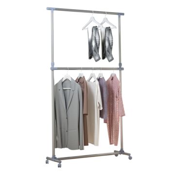 Homcom Heavy Duty Clothes Hanger Garment Rail Hanging Display Stand Rack W/ Wheels Adjustable
