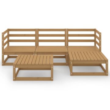 Vidaxl 5 Piece Garden Lounge Set Honey Brown Solid Pinewood